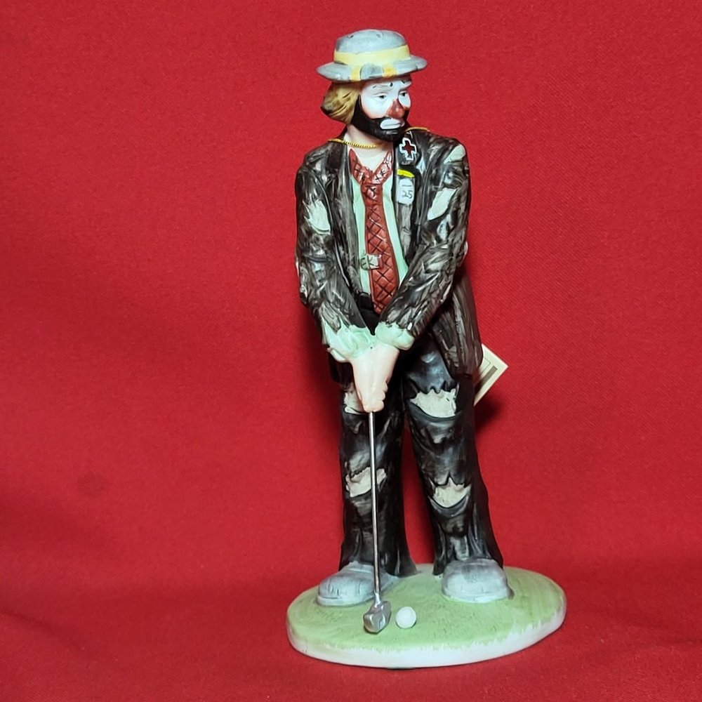 Vintage Flambro Emmet Kelly Jr Collection Golfer Clown Figurine